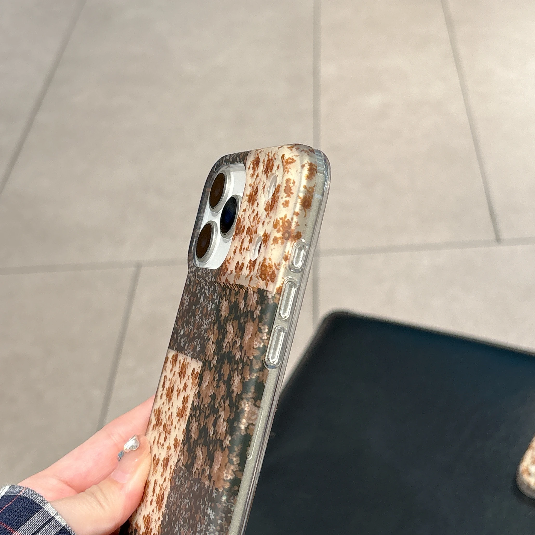 الكورية INS ماتي الأزهار يطبع المرقعة خمر قضية الهاتف آيفون 17 16 15 14 13 برو ماكس غطاء الهاتف الخلفي كابا