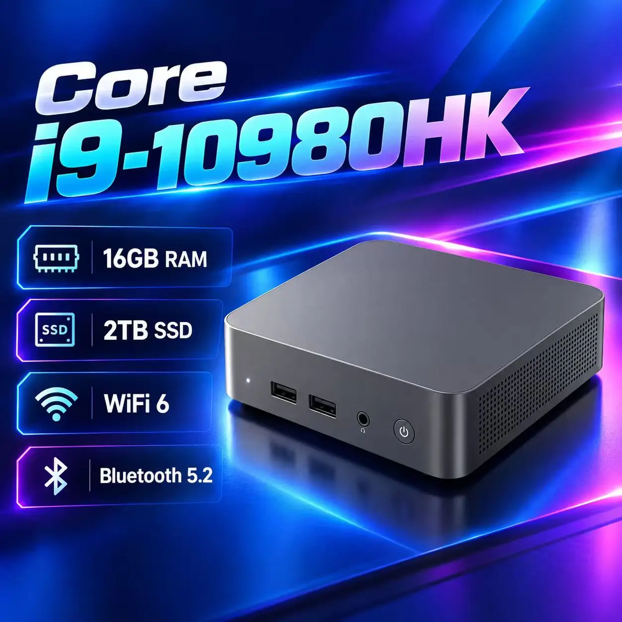 코어 i9-10980HK 미니 PC, Windows 11, 32GB DDR4, 512GB/1TB/2TB SSD, 휴대용 게이밍 미니 PC, Wi-Fi 6, 블루투스 5.2, 4K 미니 컴퓨터, 데스크톱 PC