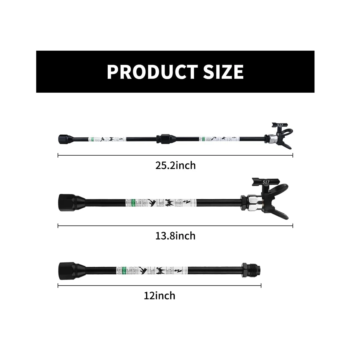 Удлинитель распылителя 12 дюймов (30 см) + сопло 517 + наконечник сопла, Защитная крышка для замены G7/8-14 для безвоздушного распылителя B