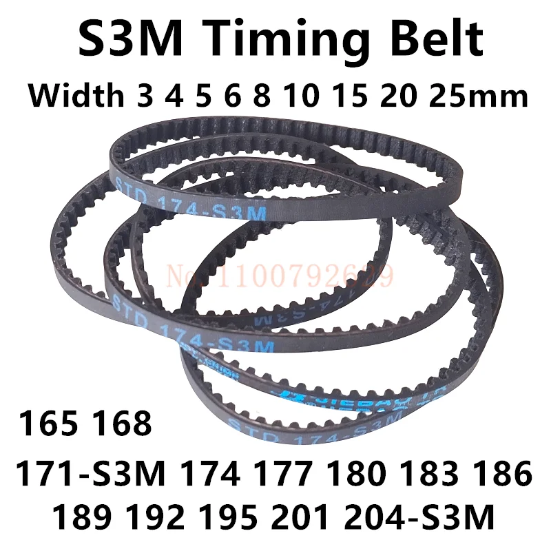 

174 S3M Timing Belt Length 165 168 171 174 177 180 183 186 189 192 195 201 204-S3M Width 4mm 58 Teeth Rubber Closed-Loop Pulley