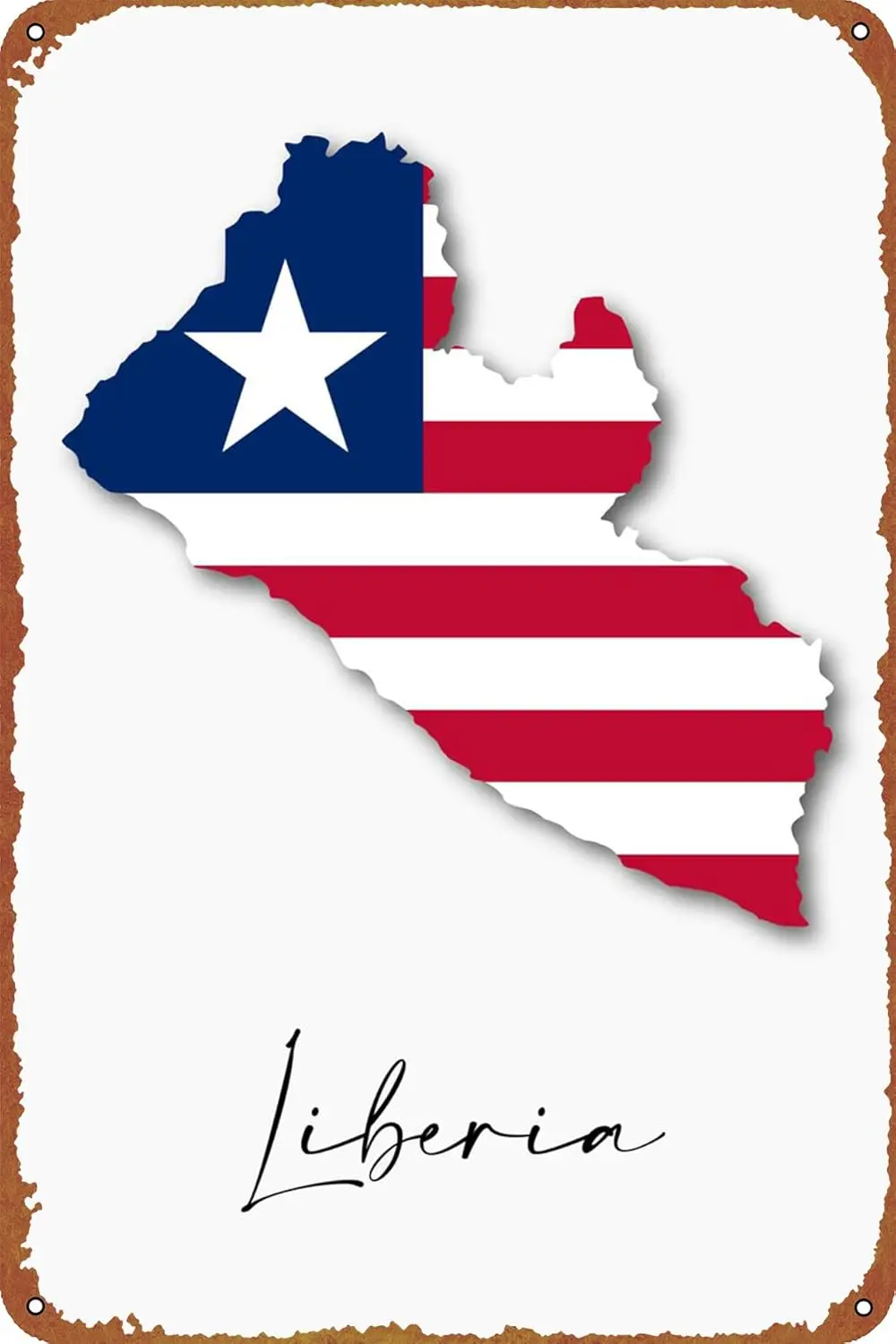 Liberia Country Map Flag Poster Metal Plaque Tin Sign,Vintage Metal Pub Club Cafe bar Home Wall Art Decoration Poster Retro sign