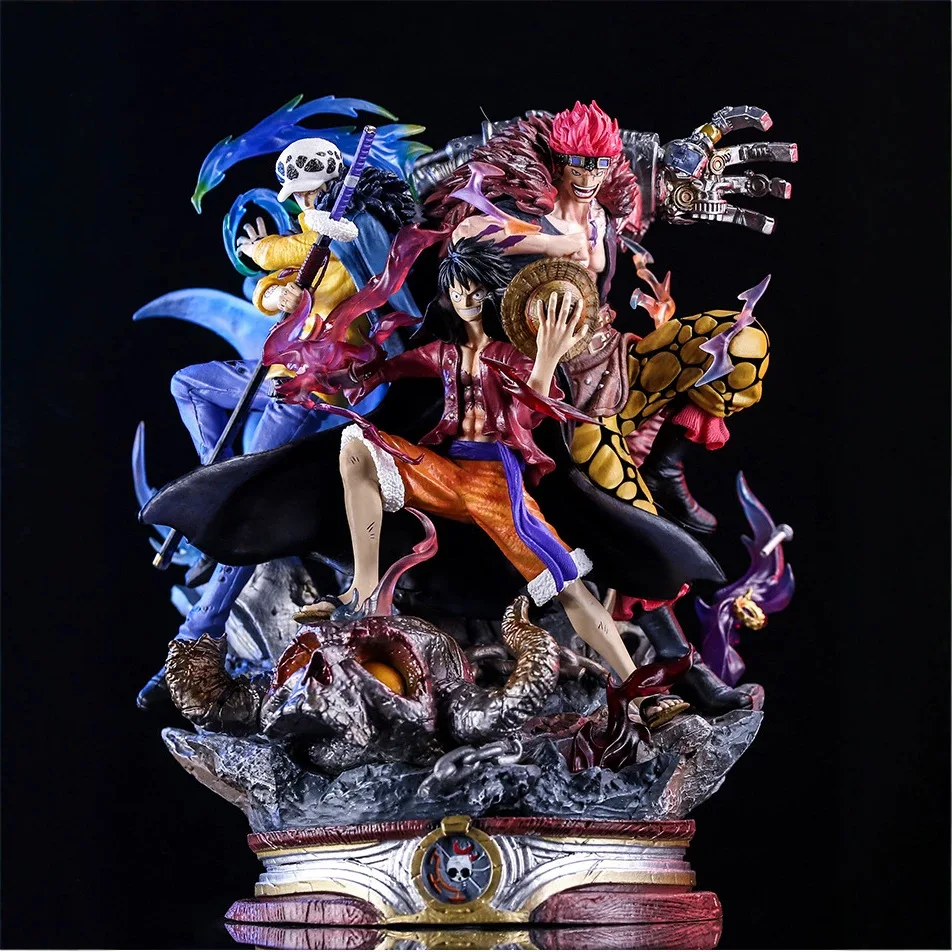 

Three Captains Luffy Kid Law Onigashima GK Statue Collectible Model For Desktop Display Shelf Home Decor Gift Collection