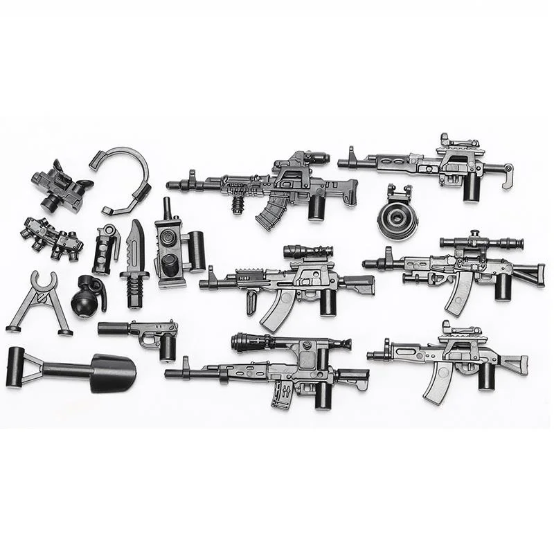 Paquete de armas militares, Mini figuras de acción, accesorios, modelo de soldados, MOC, SWAT, ciudad, ejército, bloque, policía, bloques de construcción, Juguetes