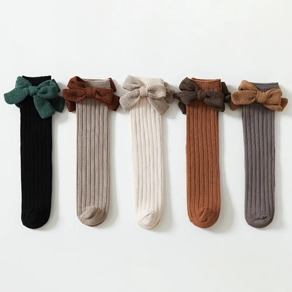 Kleinkinds ocken Prinzessin Stil minimalist isch gekämmte Baumwolle Schleifen knoten Strümpfe Socken für den Winter