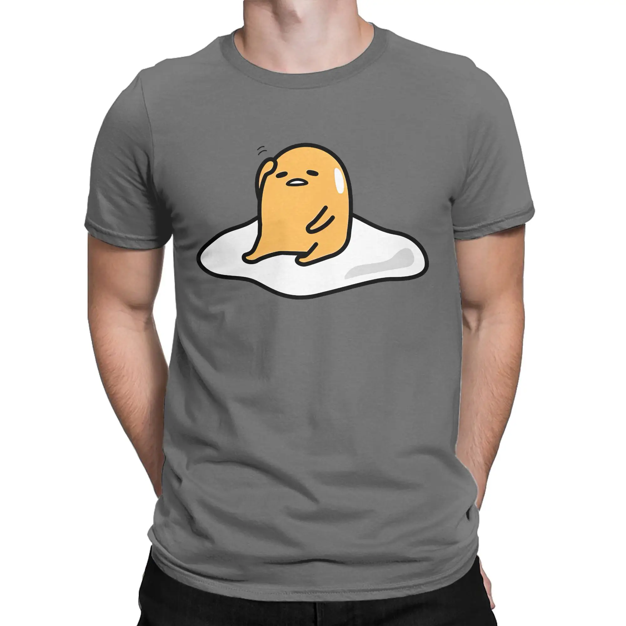 Gudetama Wipe sweat T Shirts Men's  Pure Cotton Funny T-Shirt Round Neck  Tee Shirt Short Sleeve Clothing Unique