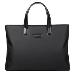 Maletín de mano para hombre, bolsa de documentos de gran capacidad, de cuero suave, ligera, de negocios, para ordenador