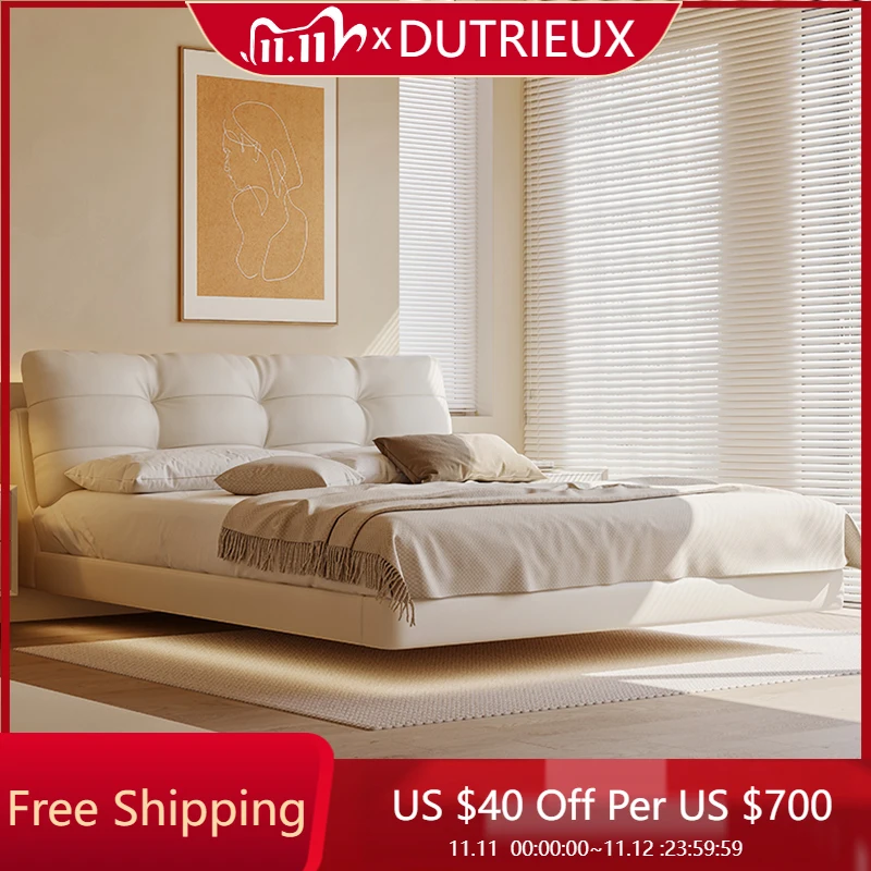 

Кремовая модная кровать с каркасом, европейская безопасная белая рама изголовья, двуспальная кровать, удобная свадебная качественная мебель для спальни Muebles