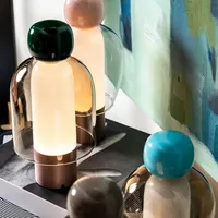 Modern Living Room Decoration Ornaments USB Charging Lamp Minimalist Study Bedroom Gray Glass Desk LED Lamp with Touch Switch