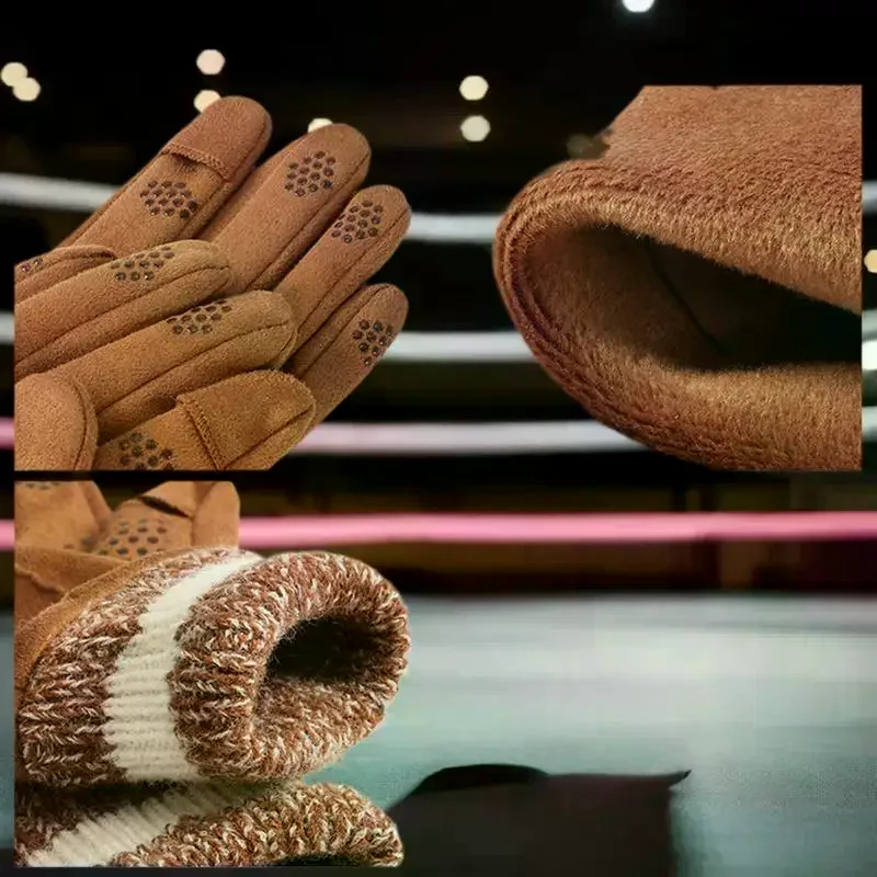 冬スエード手袋屋外サイクリング防風フリップフィンガータッチスクリーン手袋男性冬肥厚運転手袋男性用ギフト