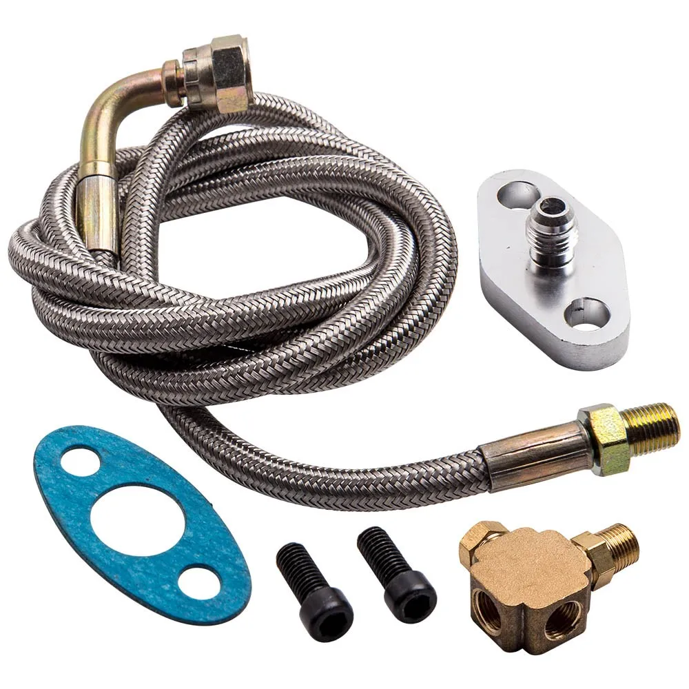 Turbocharger Oil Feed Line Kit T3 T4 T60 T61 T70 1/8 PNT 90 Degree 41