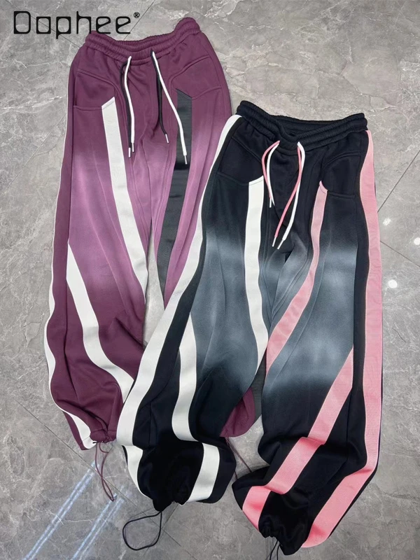 

Street Trendy Brand Tie-dye Gradual Change Color Casual Pants Women 2024 Autumn and Winter New Elastic Waist Loose Sweatpants