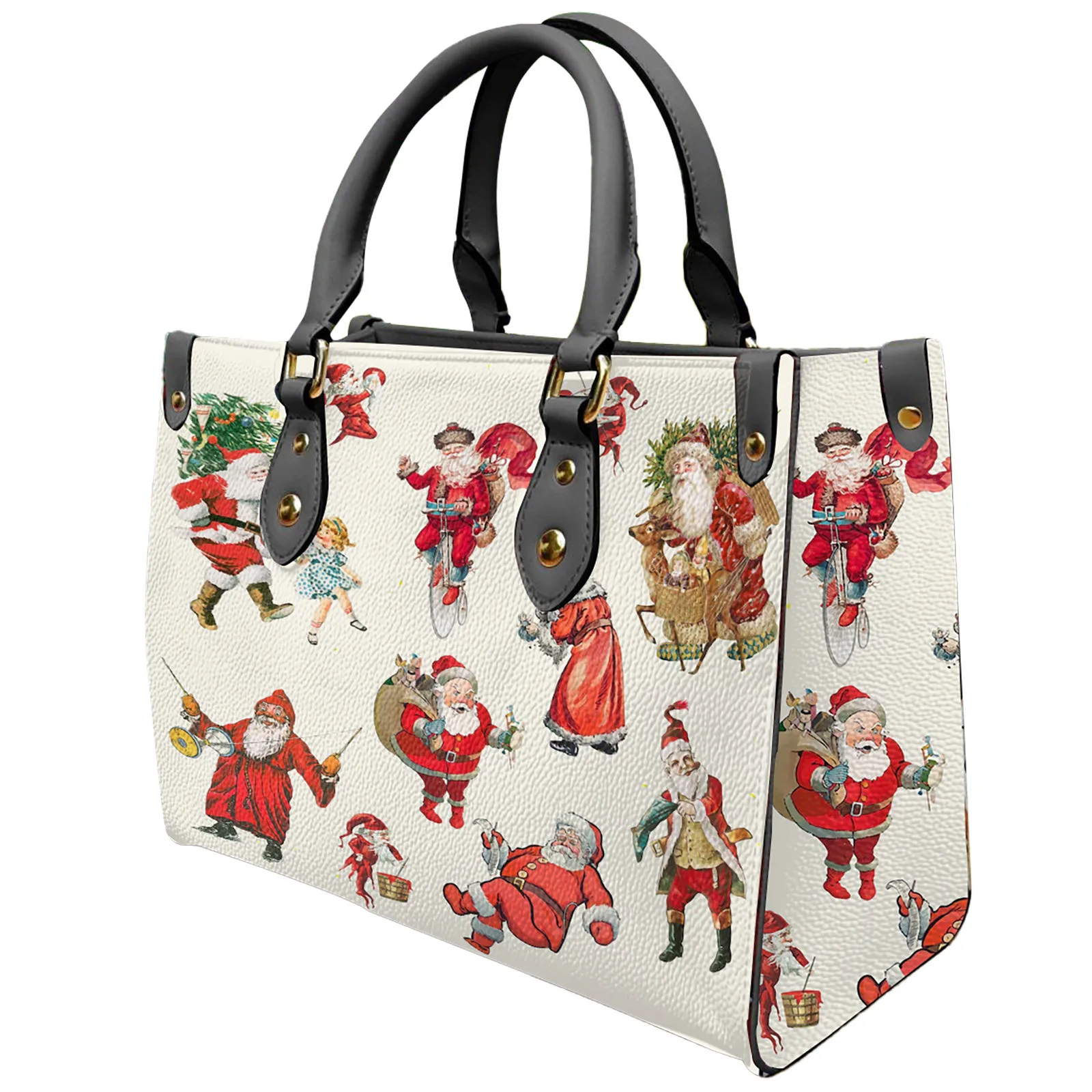 Santa Claus Snowman Patterned Printed Women\'s Single Shoulder Bags Creative Large Capacity Handbag Fashionable Ladies Bag