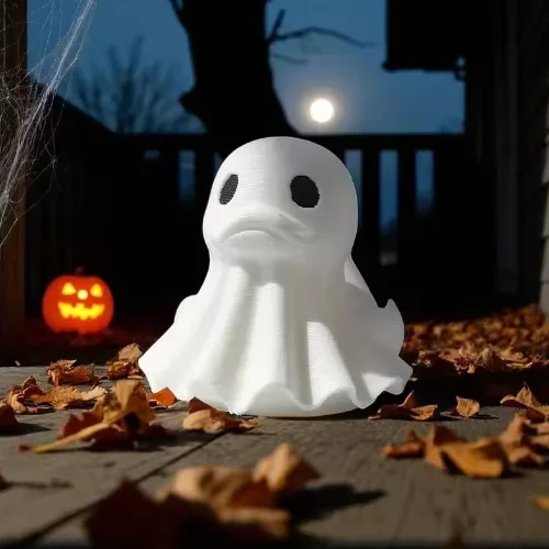 Cute Ghost Duck Figurine – Halloween Duck Decor, Spooky Rubber Duck Alternative, Gothic Ghost Collectible