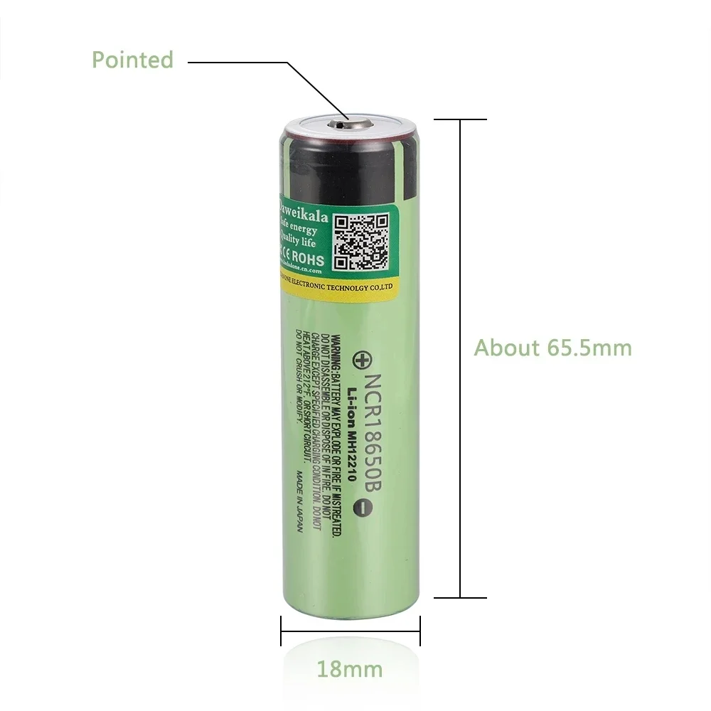 18650 battery 3.7V 3400mAh 18650 Li-ion MH12210 Rechargeable Battery For Flashlight battery Electronic cigarette+DIY pointed