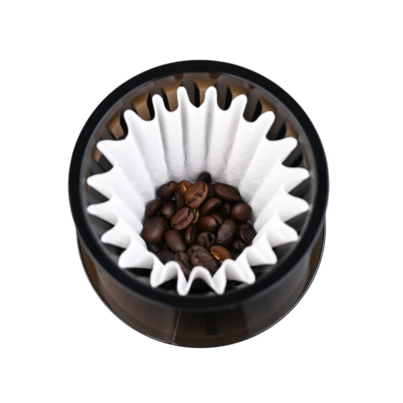 TIMEMORE Crystal Eye B75 Pour Over Coffee Dripper 1-2 People Capacity Black & White Cake Dripper Flat Bottom Dripper Home Coffee