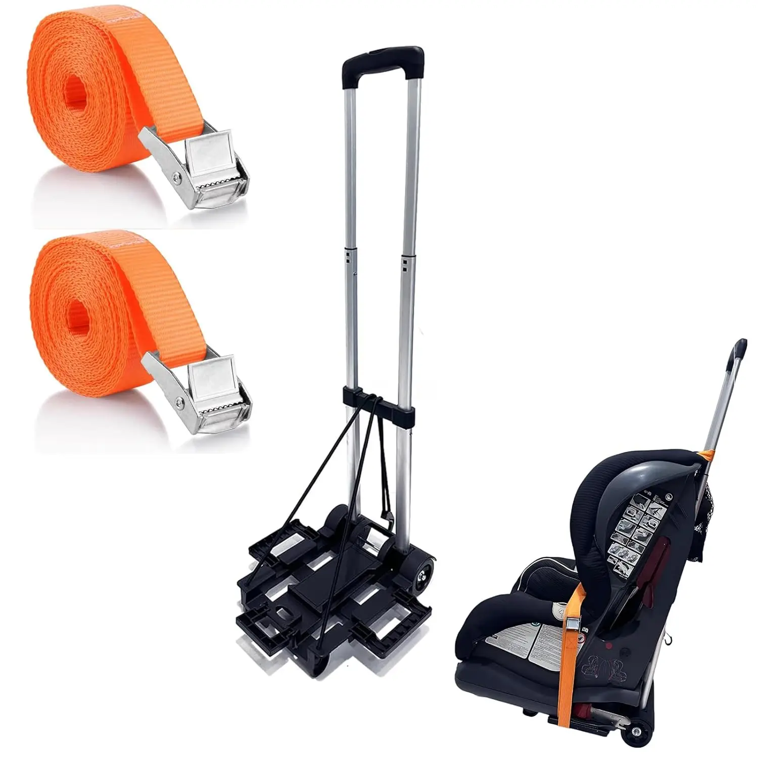 

Foldable Car Seat Dolly for Airport, 90lbs Capacity, Universal Fit, Compact Travel Cart