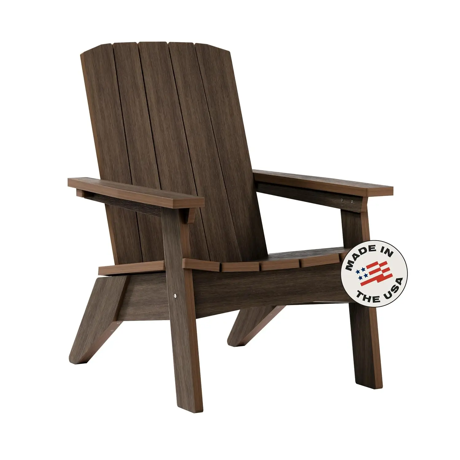 Poly Lumber Adirondack Chair, Weather-Resistant Fire Pit Seating, Brazilian Walnut Finish, Customized