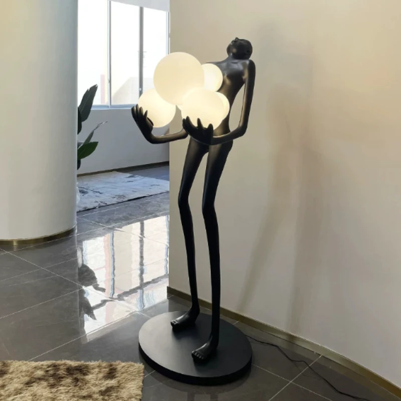 Modern Sculpture Floor Lamp with LED Human Body Design Iron Glass Material for Office Livingroom Hotel Showroom
