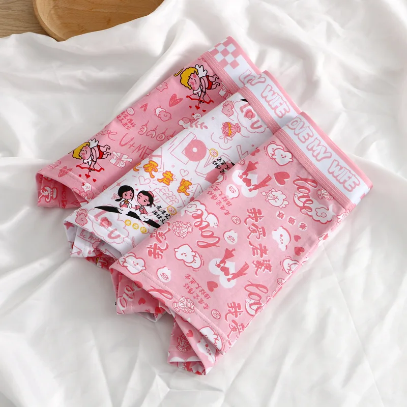 

3PCS Cotton Trunks Men's Underwear Husband's Gift Cotton Men's Boxer Shorts Cupid Printed Underpants Men's Boxer Briefs boxers