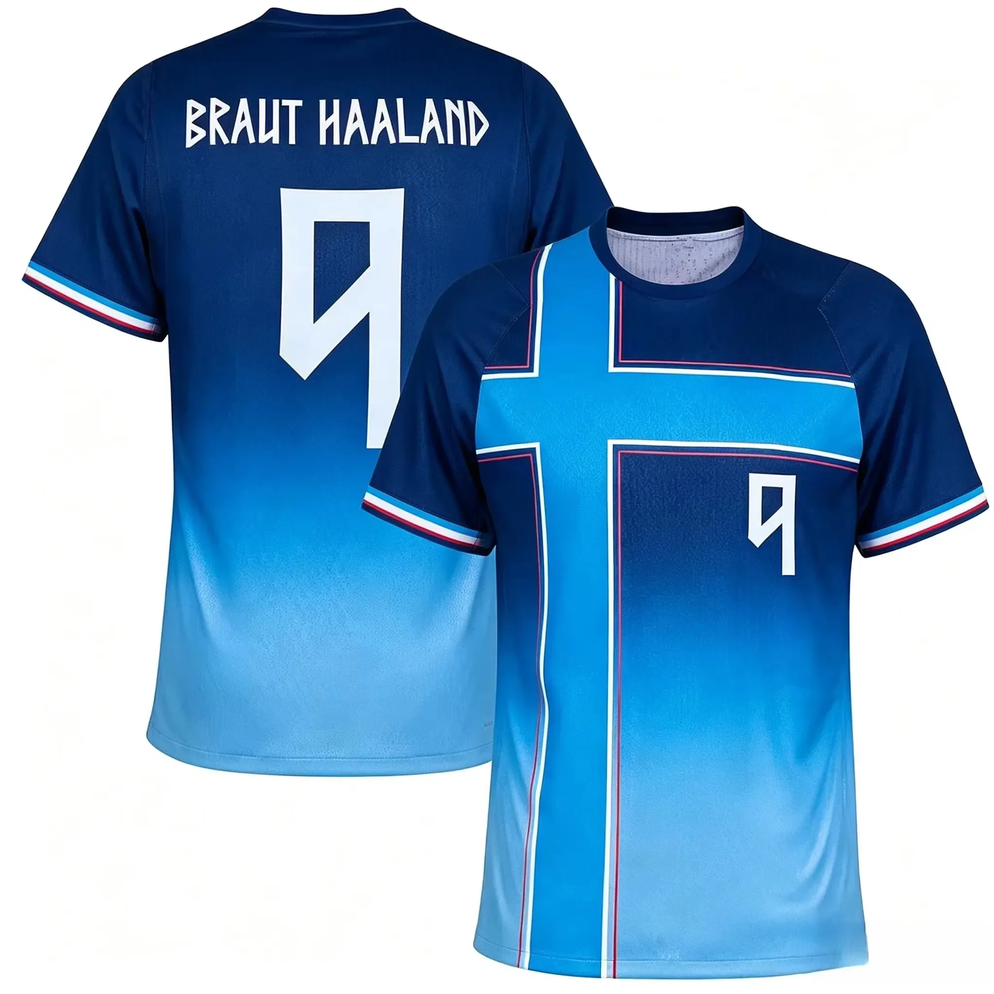 Men Norway #9 Braut Haaland Football Jersey Quick‑Dry Short Sleeve Soccer T‑Shirt Fans Sportswear Training Uniform Tops