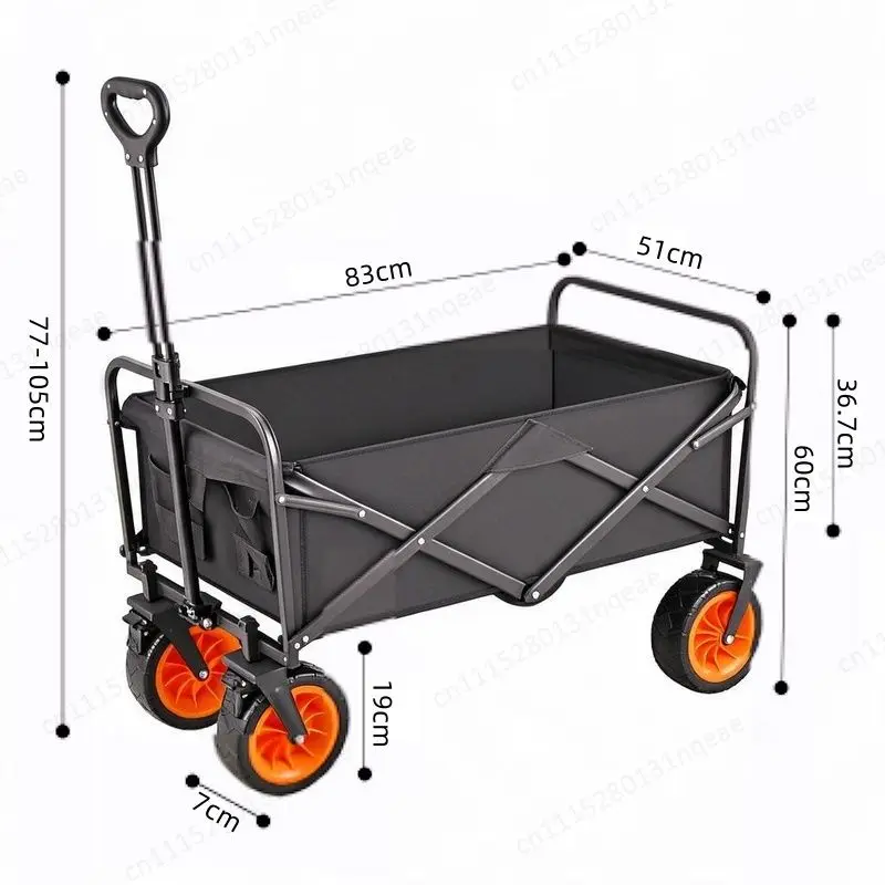 Outdoor Beach Camper 8-inch Aluminum Wheels Foldable Four-wheel Trolley Garden Trail Off-road Transportation