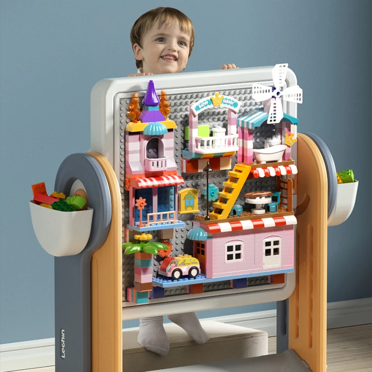 2025 non-disassembly magnetic drawing board living room baby chair and building block table set drawing toy board tool set view 3