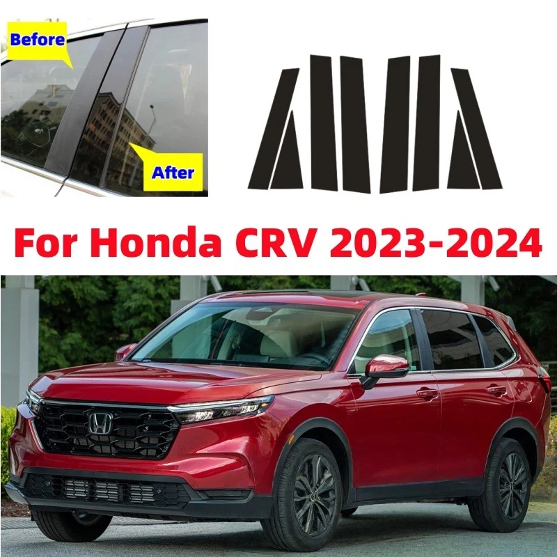 

For Honda CRV 2002-2024 8pcs Window Trim Covers Center Film Column B C Pillar Posts Sticker Car Accessories