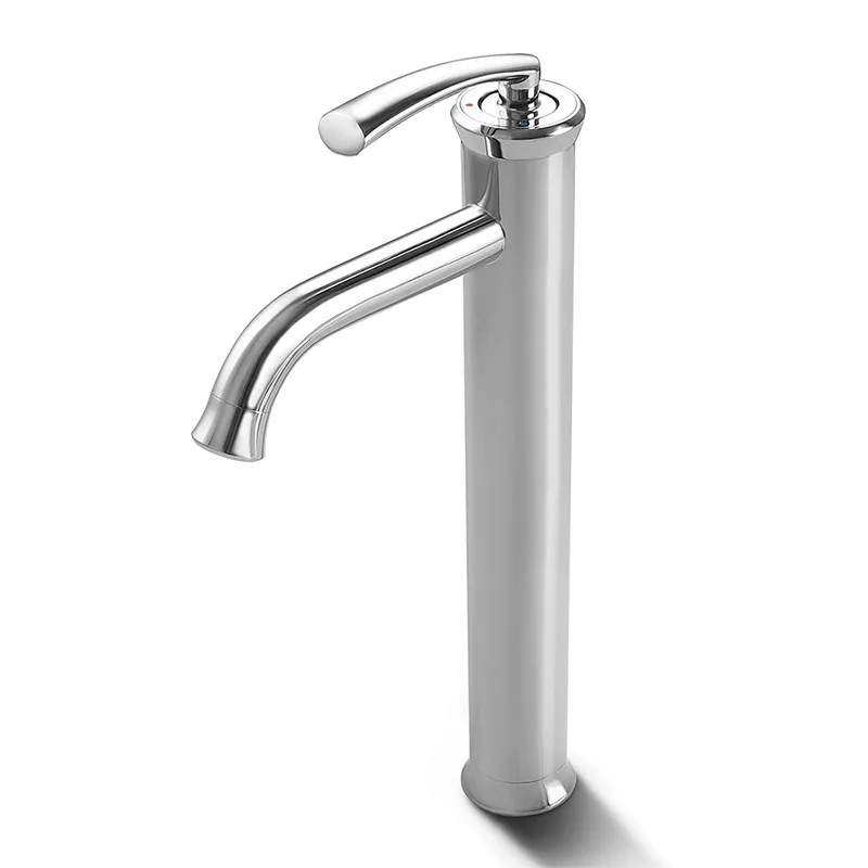 Full Copper Chrome Plated Elevated Single Hole Lifting Type Hot and Cold Water Splash Proof Bathroom Faucet