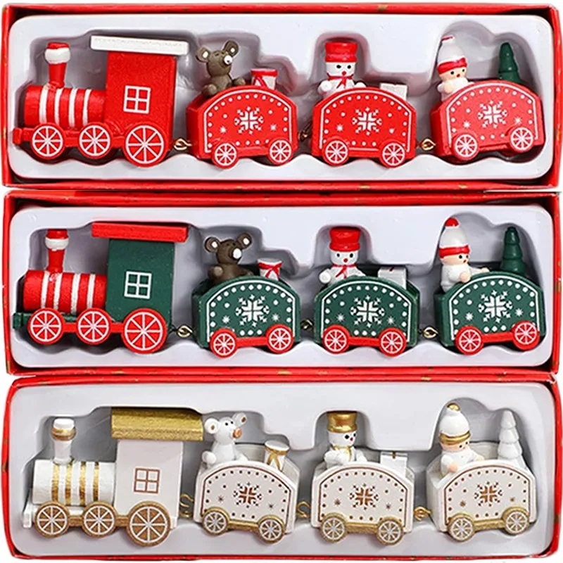 Plastic Christmas Train Ornament Santa Cake Decoration for Home Table Navidad New Year Party Xmas Gifts Children Toys Supplies