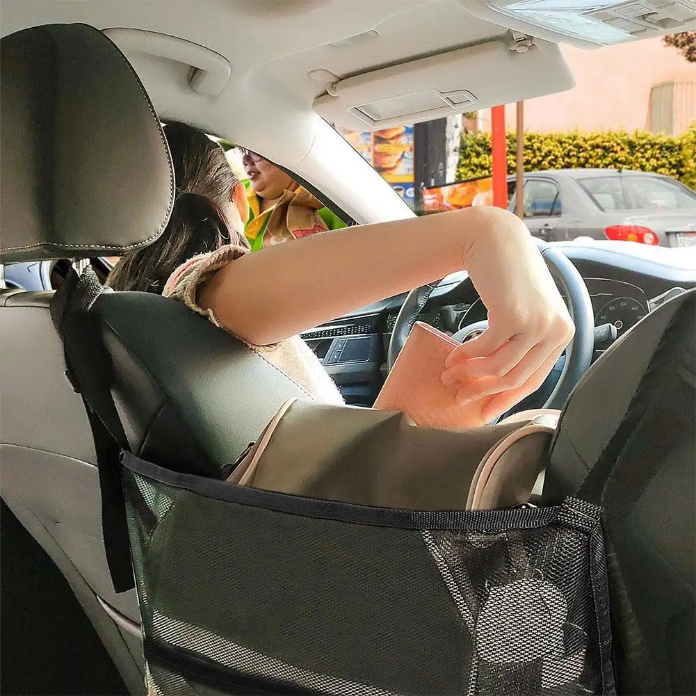 NEW Car Seat Net Pocket Large Capacity Storage Bags For Handbag Purse Snack Hanging Vehicle Back Seats Pouches Safe Driving