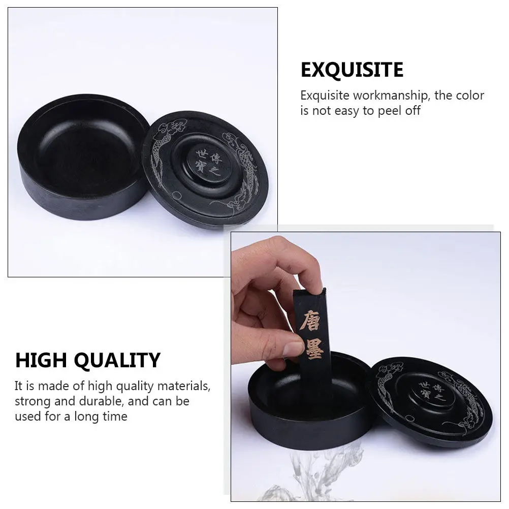 

1 шт. чернильница Loowen с ободком, круглая, для рисования, черная, изысканное мастерство, стойкий цвет для каллиграфии