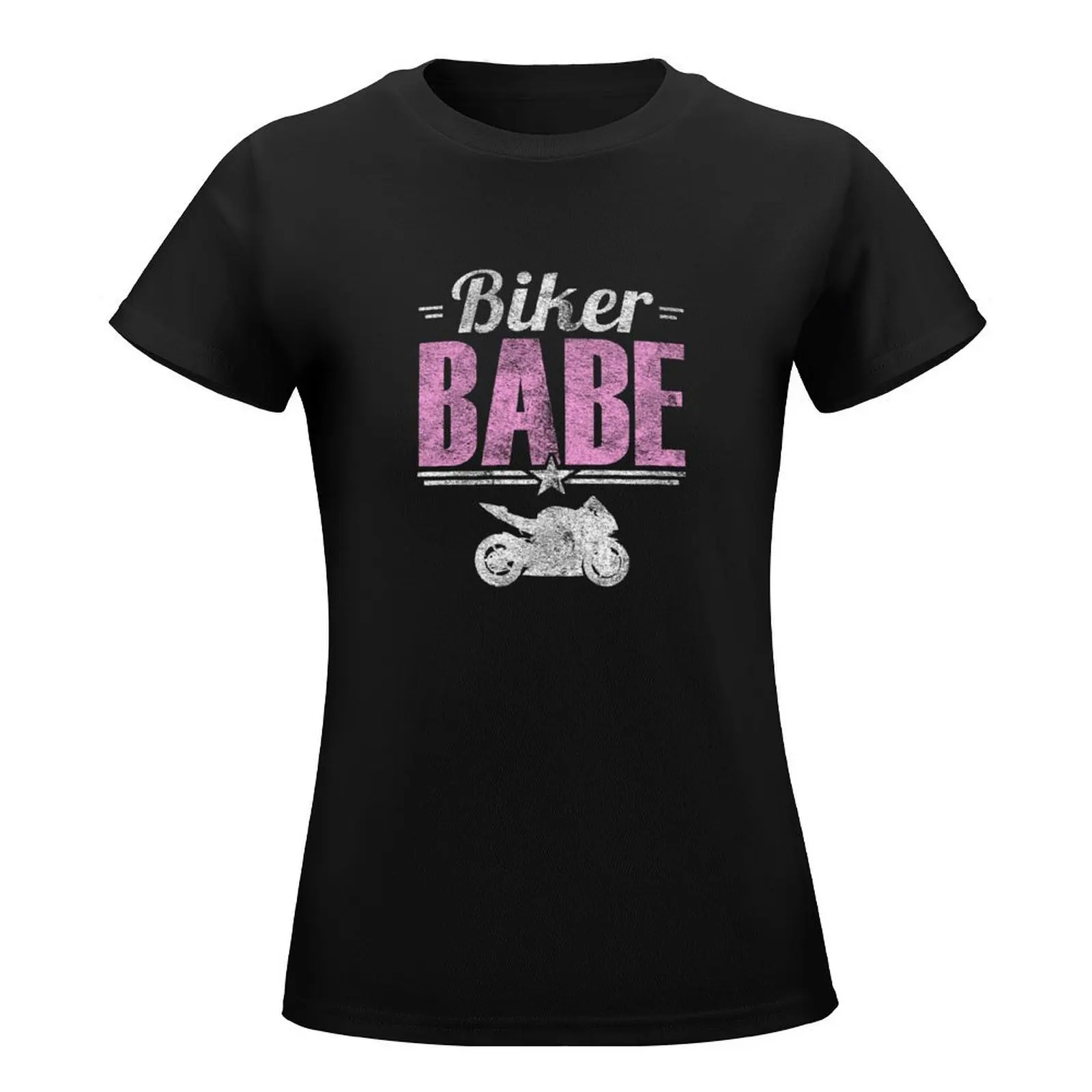 Biker Babe (White/Pink) T-Shirt lady clothes tees oversized summer blouses woman 2024