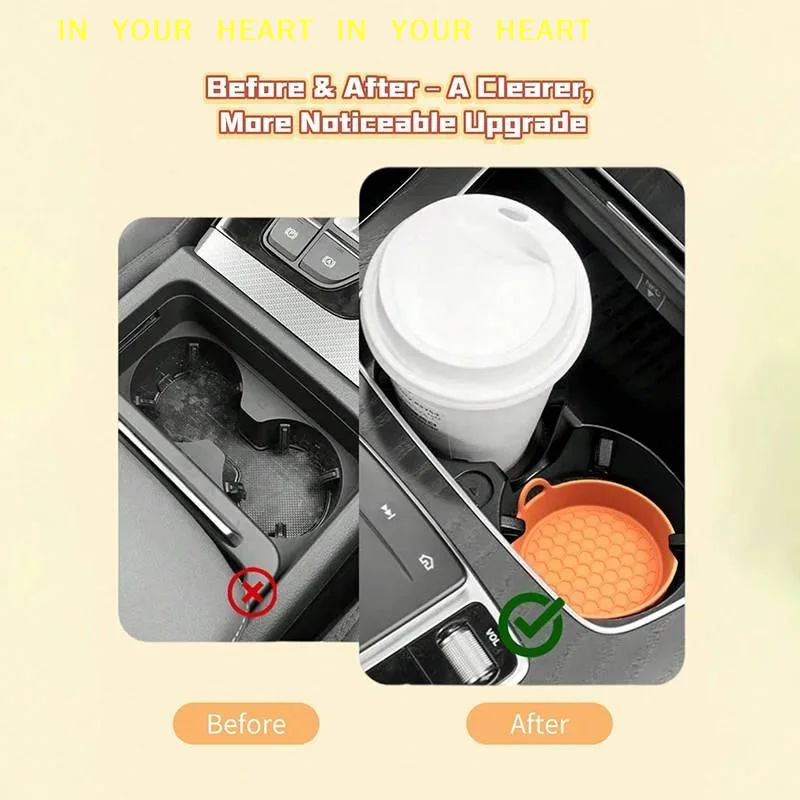 【X】2 Pieces Silicone Car Coasters Non Slip High Temperature Resistant Anti Scratch Pad for Car Cup Holders Decoration