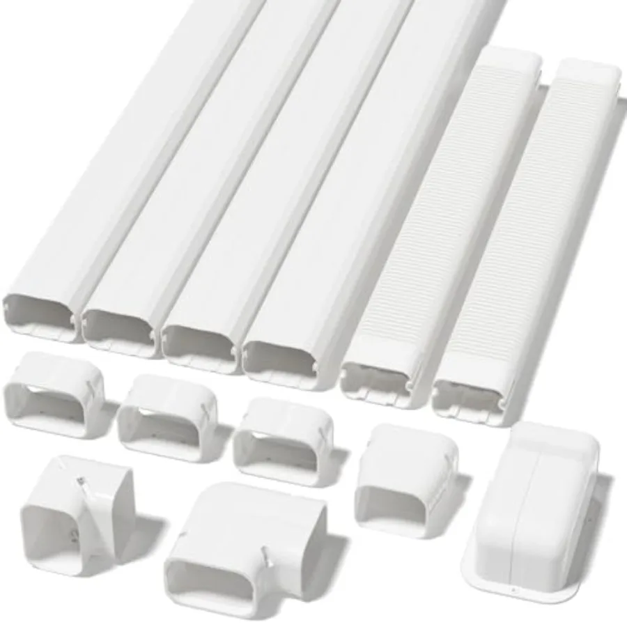 

Mini Split Line Set Cover, 4" 17 Feet PVC Line Set Cover Kits for Outside Ductless Mini Air Conditioners and Heat Pumps with Fl