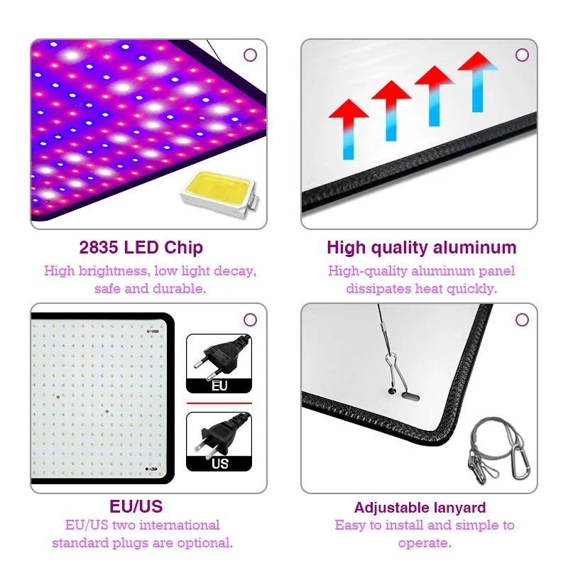 LED Full Spectrum Grow Light, Planta de interior Phyto Lâmpada para Estufa, Flor Vegetal Hidropônica Crescer Tenda, AC, 110V, 220V, 40W