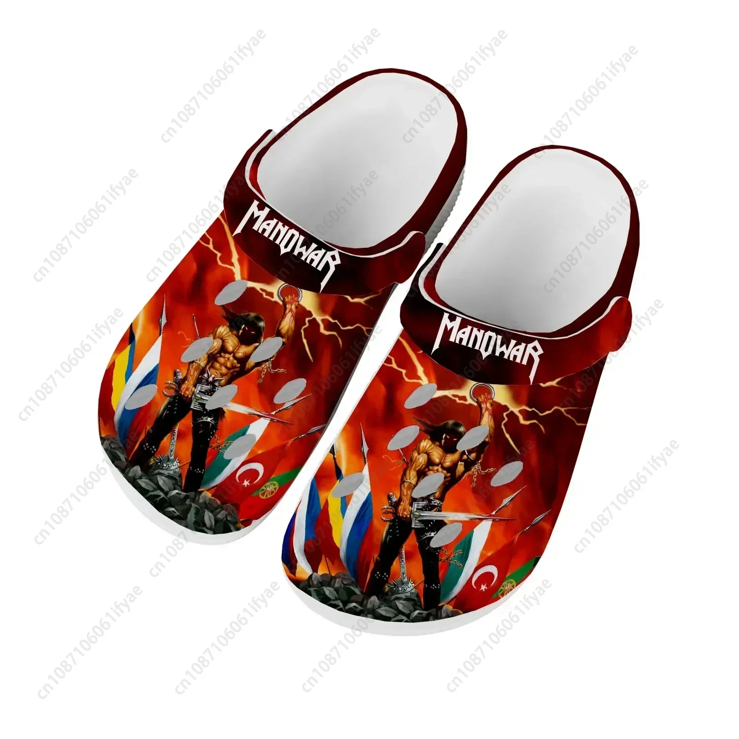 

Manowar Band Home Clog Mens Women Youth Boy Girl Sandals Shoes Garden Bespoke Customized Breathable Shoe Beach Hole Slippers
