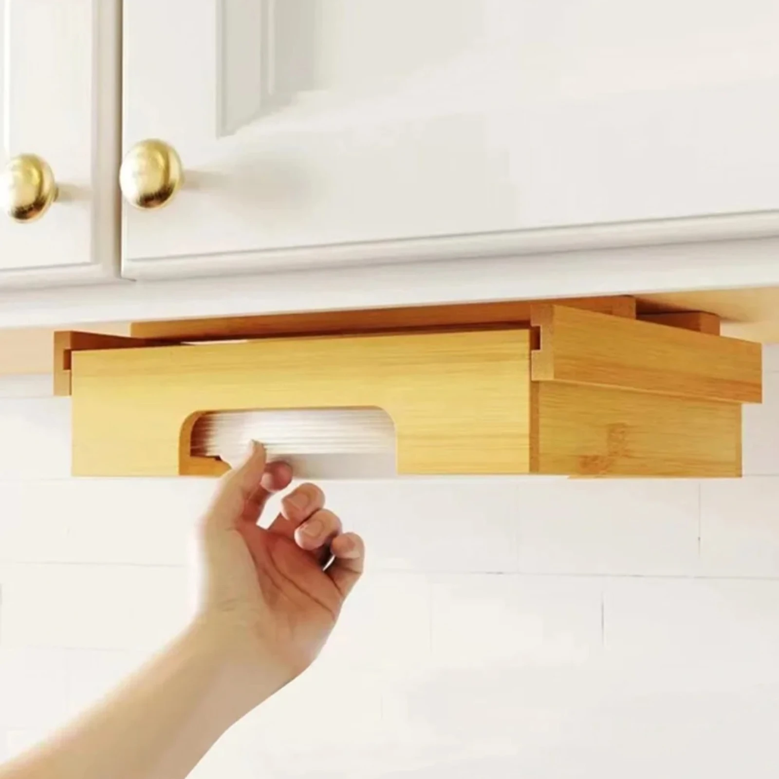 Paper Plate Dispenser Bamboo Kitchen Organizer 10 Inch Countertop Storage Holder Eco Friendly Rack Dining Table Picnic Use