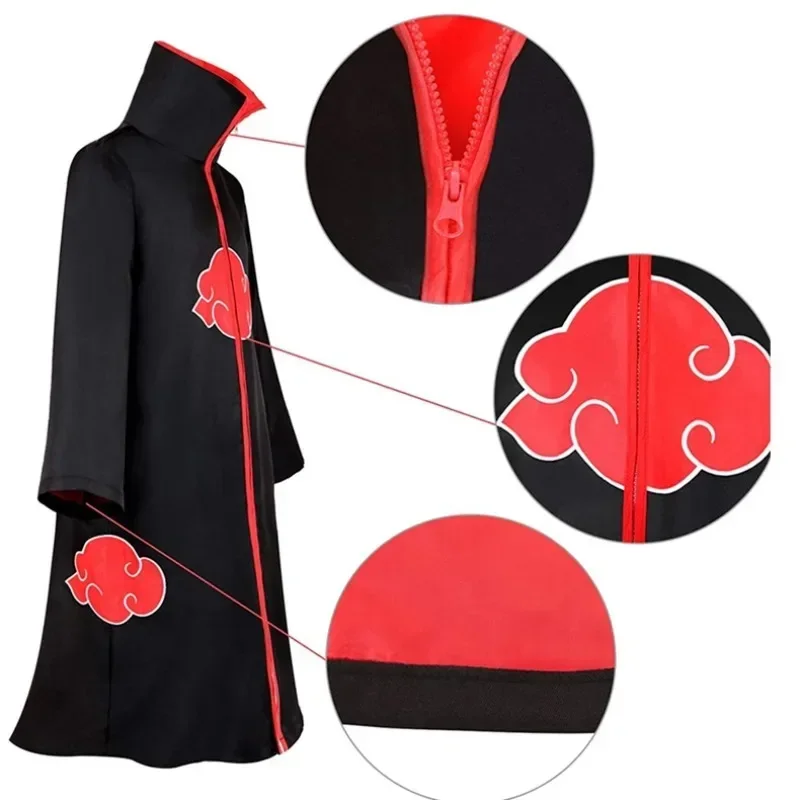 Naruto Akatsuki คอสเพลย์เครื่องแต่งกายชุดเด็กผู้ใหญ่ขนาดอะนิเมะ Uchiha Itachi Tobi Cos Props เสื้อคลุม Headbands แหวนหน้ากากอุปกรณ์เสริม