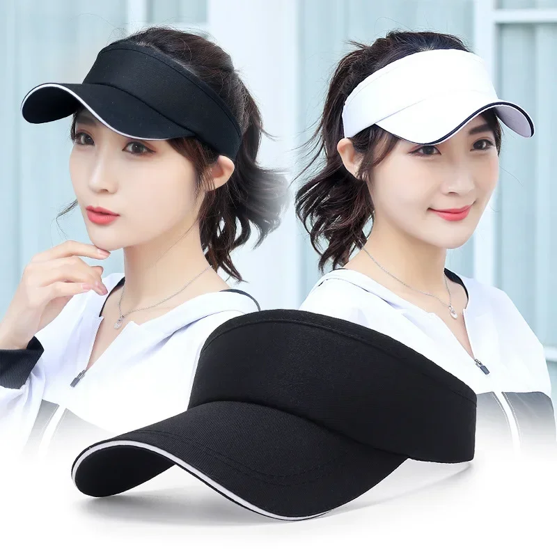 Summer Sun Hats Men Women Cotton Adjustable Visor UV Protection Top Empty Solid Sport Tennis Golf Running Sunscreen Baseball Cap