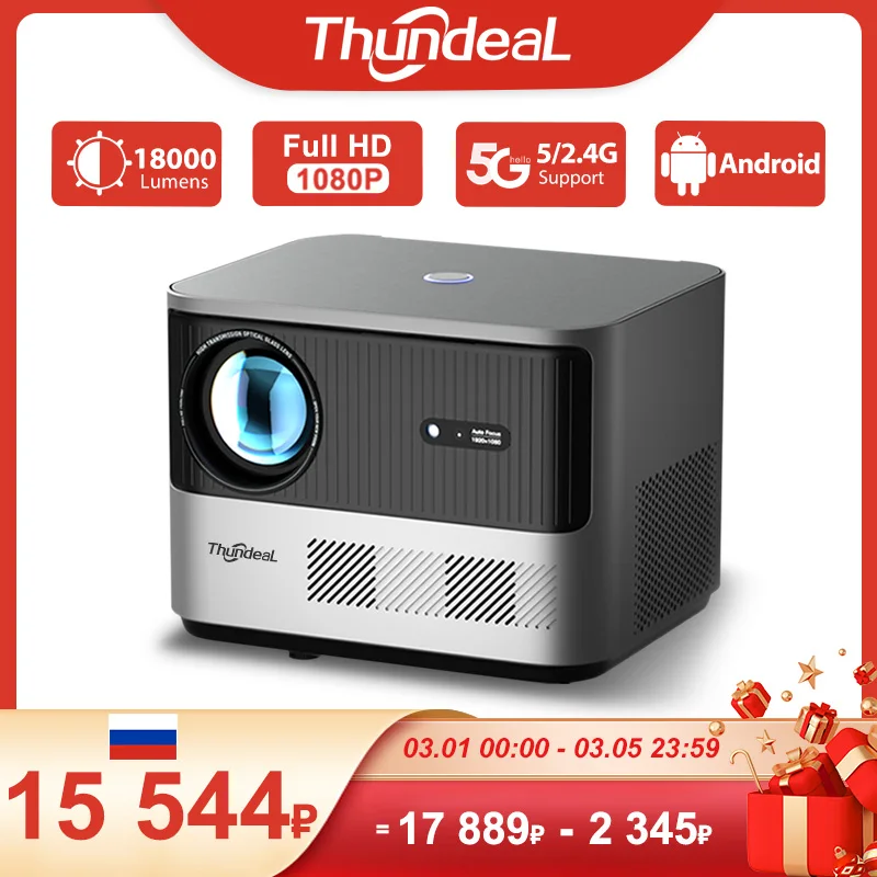 ThundeaL TDA6 Projektor Full HD 1080P 2K 4K Kino domowe Automatyczne ustawianie ostrości 5G WiFi Android Projektor TDA6W 3D Przenośny projektor