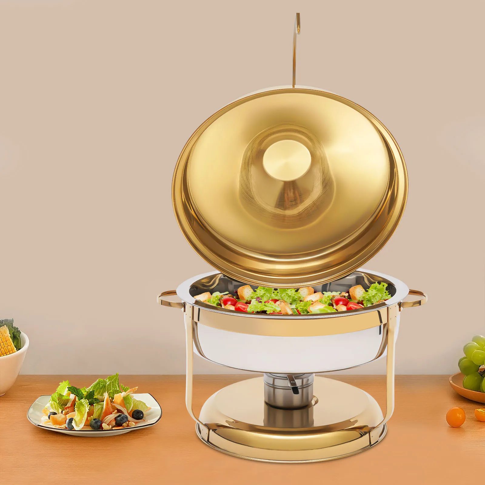 

Bymaocar 9L Набор для жарки шведского стола из нержавеющей стали с верхней крышкой Серверы и подогреватели для вечеринок, ресторанов, полотенец, школ