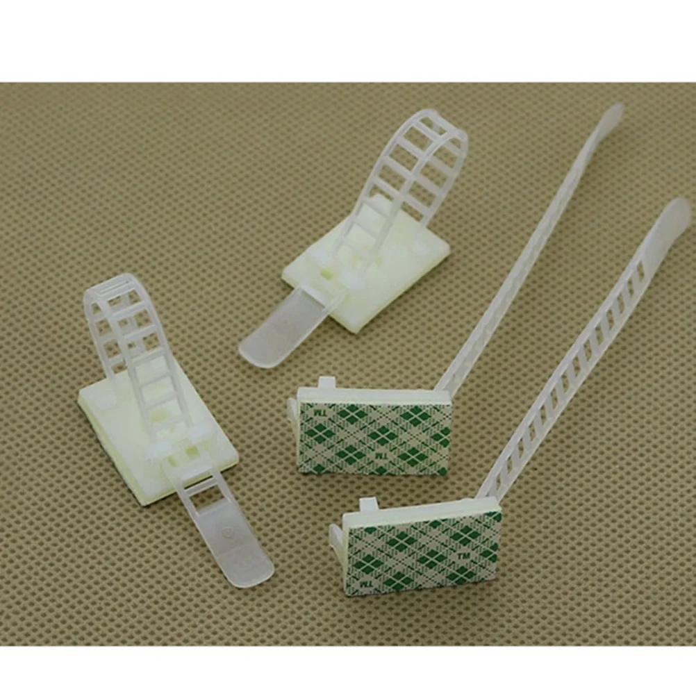 

50 Pcs Ties Wire Cord Management Ties Management Clips Adhesive Holder White Adjustable Cord Organizer Tie Bundle