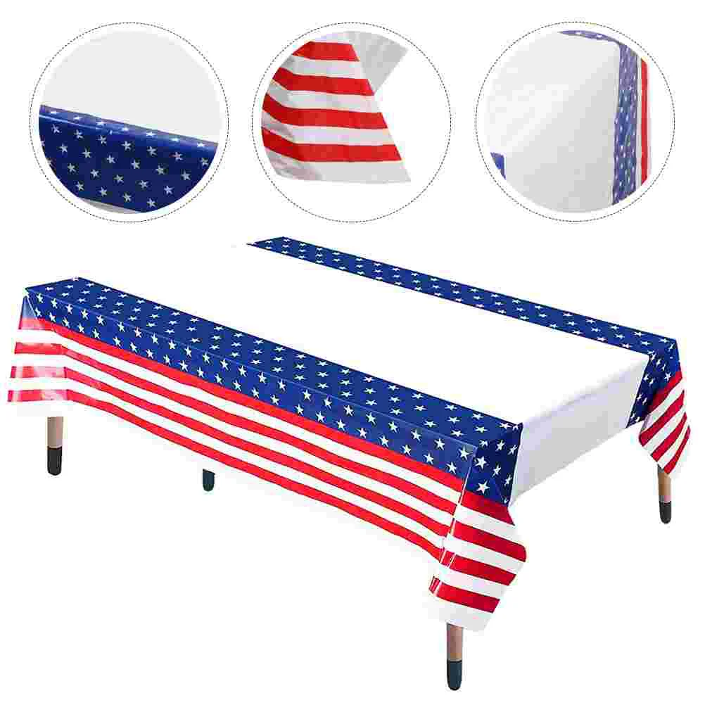 Table Cloth Independence Day Tablecloth Decorative Buffet Parties Plastic Pretty Camping Decorations