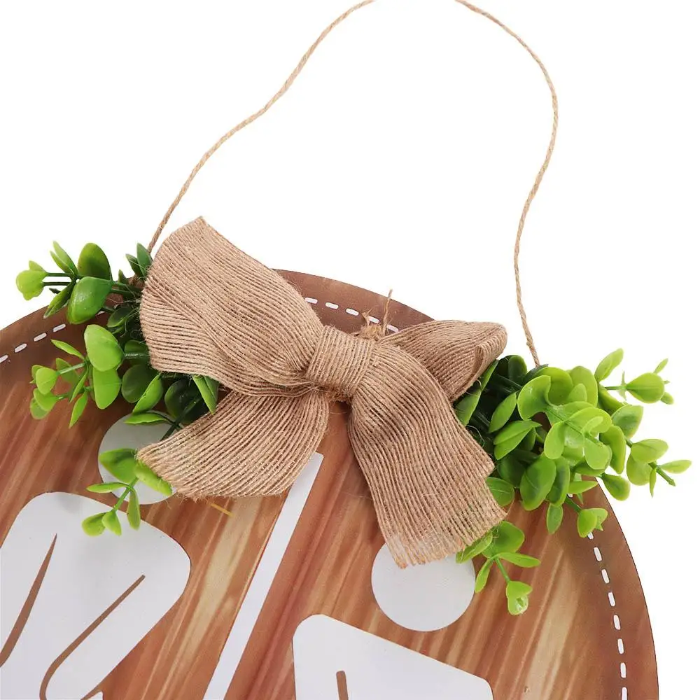 Creative Round Wooden Toilet Sign Bow Knot Rustic Style Bathroom Sign Density Board Decoration Wall Hanging Signs Laundry