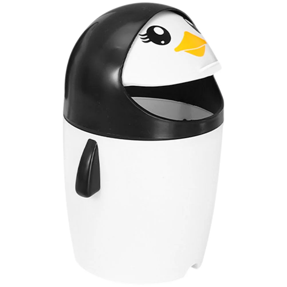 

Garbage Can Small Size Trash Bin Penguin Desk Strong Carrying Capacity Tabletop Plastic