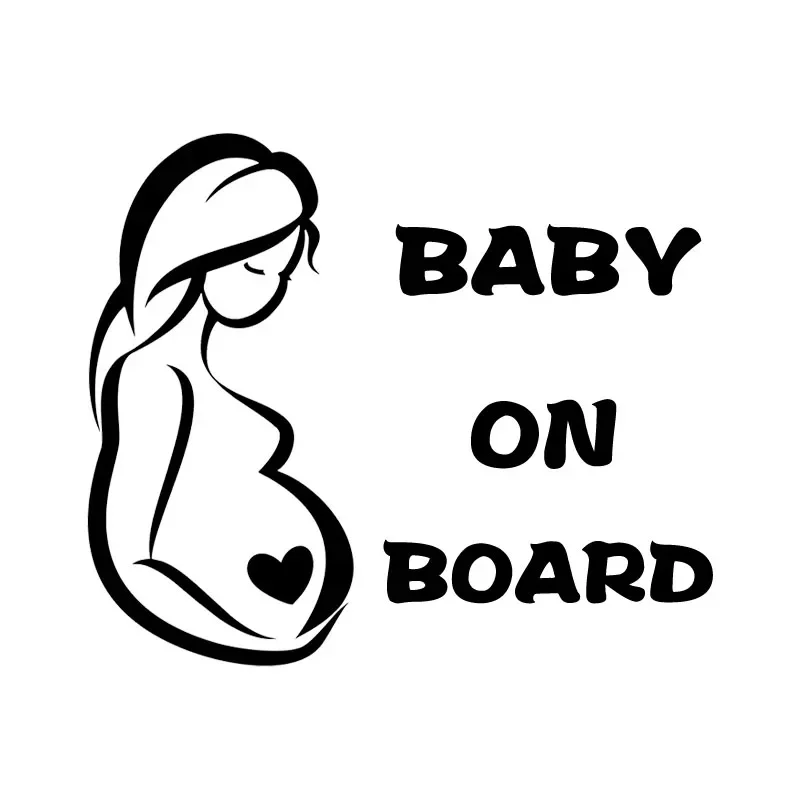 Pregnant Woman Baby on Board Warning Car Sticker Personality Decoration Car Accessories 18.2cm*15.5cm