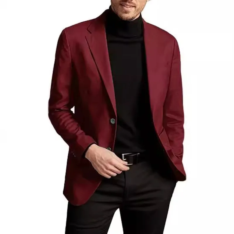 New Casual Men's Suit Cardigan Large Size Jacket Fashion Versatile Solid Color Personalized Dress Top