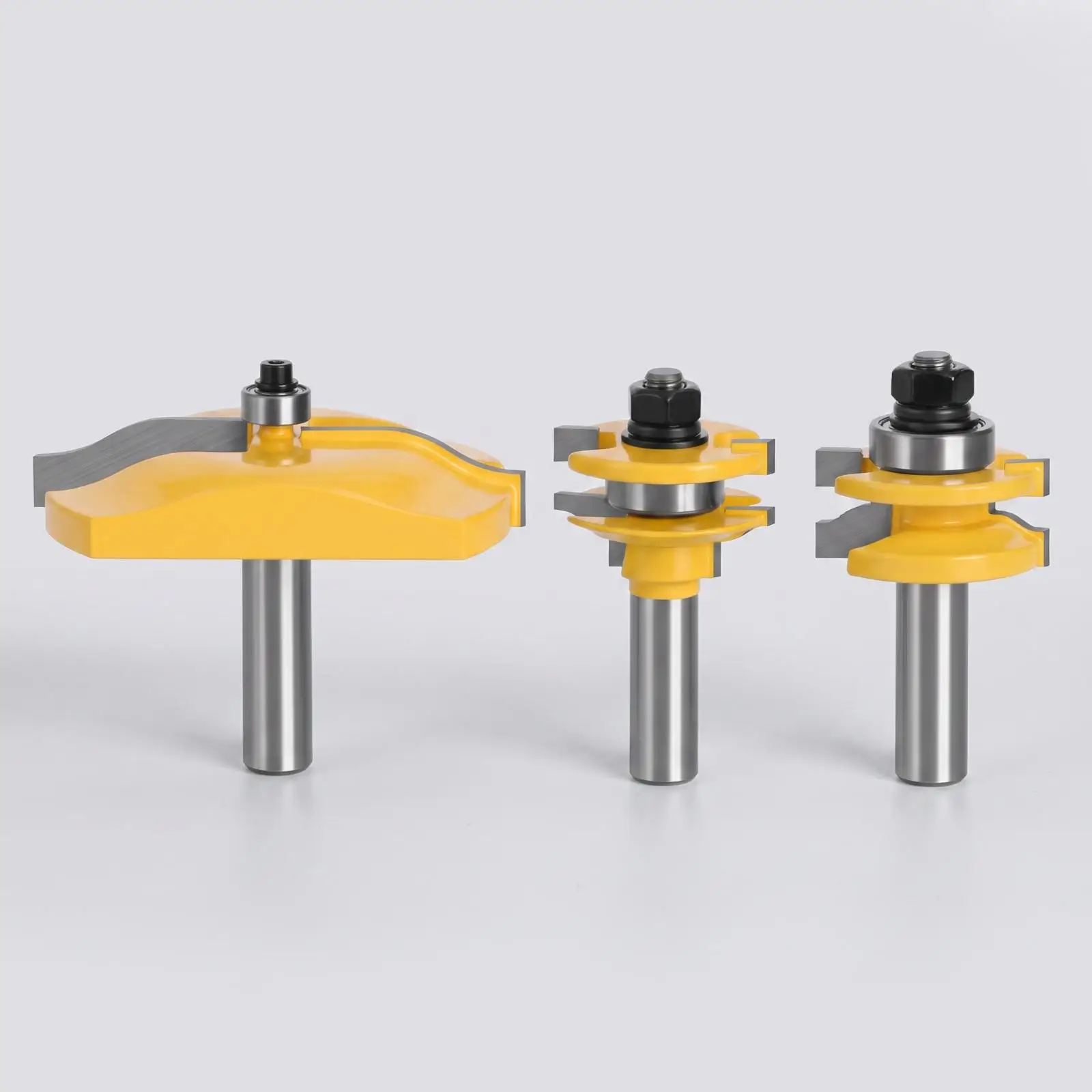 Carbide Milling Cutter for Router Woodworking Profiling Bits Set of 3 for Cabinet Door Panels with Smooth Cutting Geometry and