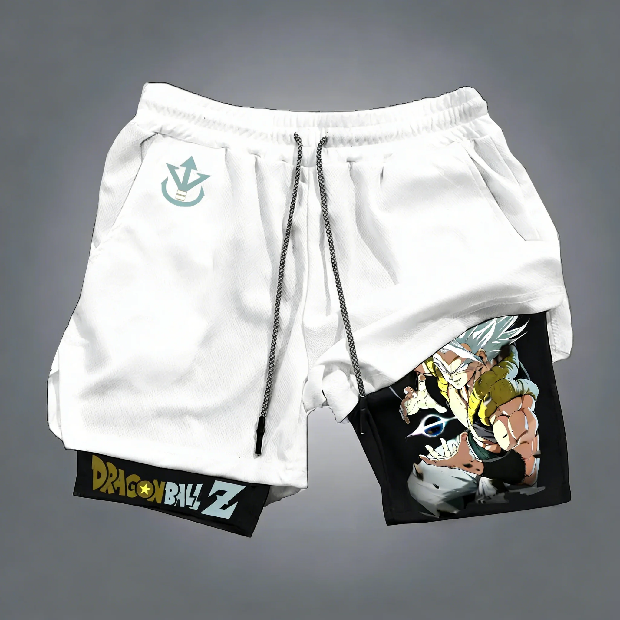 Dragon Ball Anime Gogeta Trendy Printed Double-layer Shorts 2026 Men's Summer New Boxing Sports Quick Drying Breathable Shorts