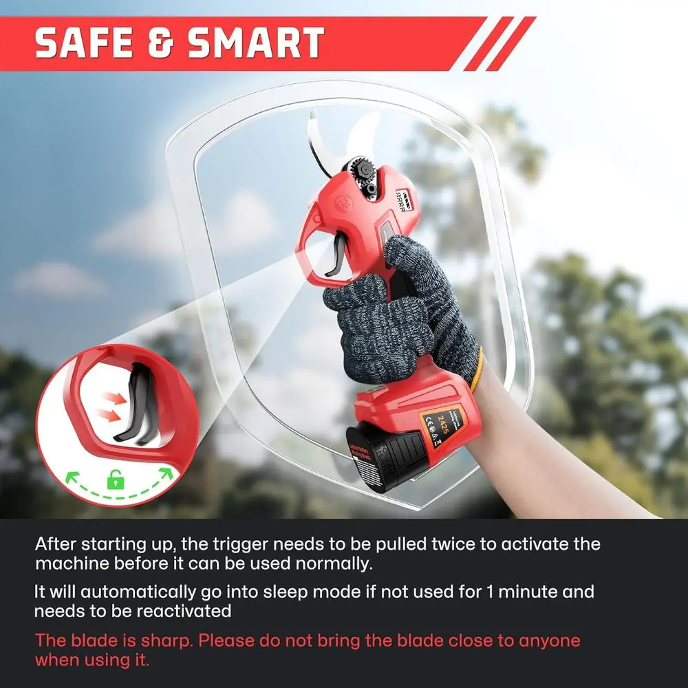 Electric Pruning Shears for Gardening,Garden Shears Cutter 0.5 Second Shear Speed 0.8-1.4"Cutting Diameter Brushless Trimming Br